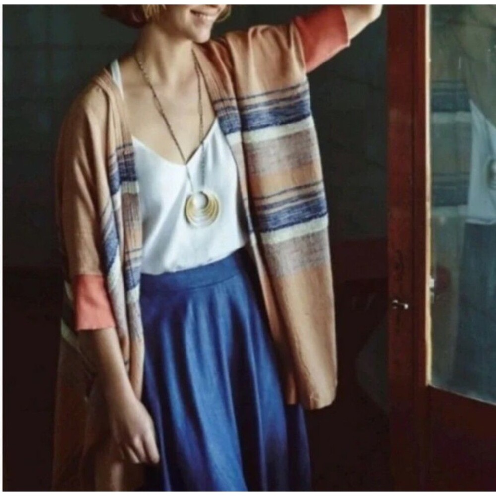 Anthropologie Elevenses Striped Shoreline Kimono Cardigan Size XS/S